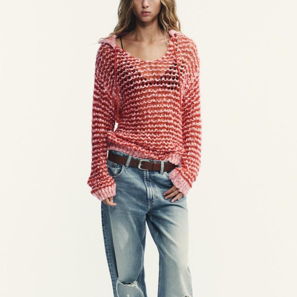 ZARA POINTELLE CROCHET POLO SHIRT/ SWEATER